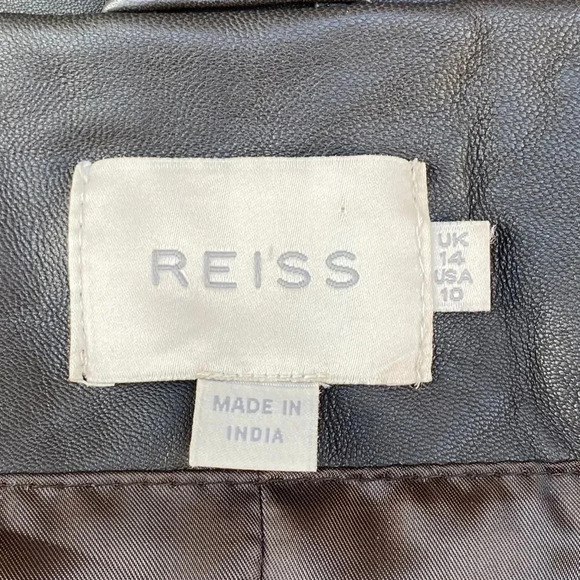 REISS double breasted leather jacket Sz 10 - Picture 14 of 16